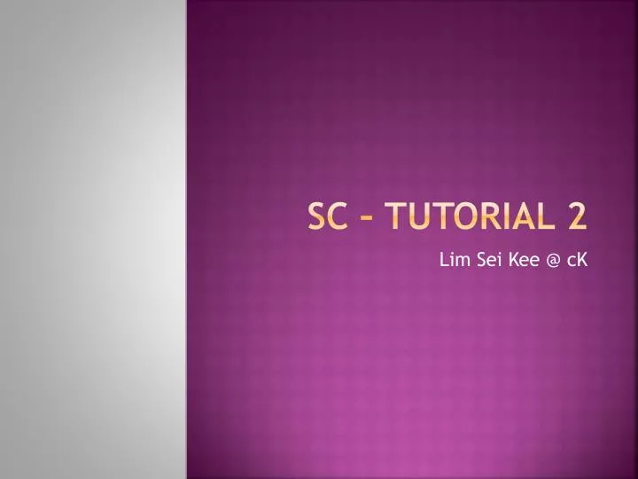 sc tutorial 2