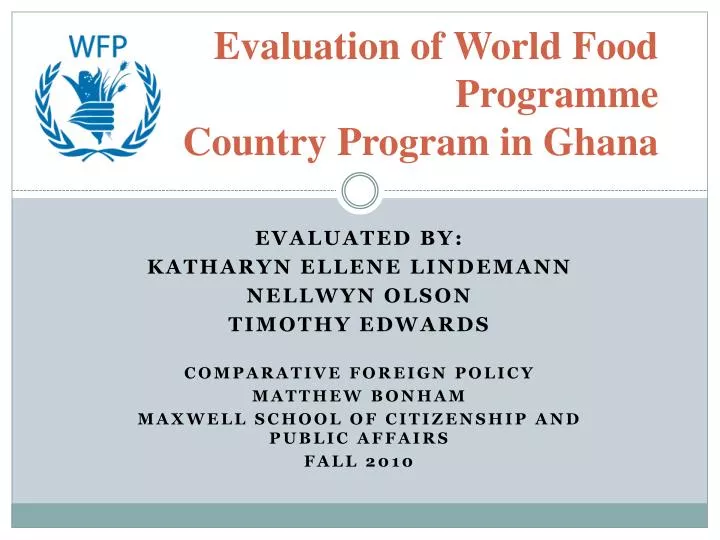 evaluation of world food programme country program in ghana