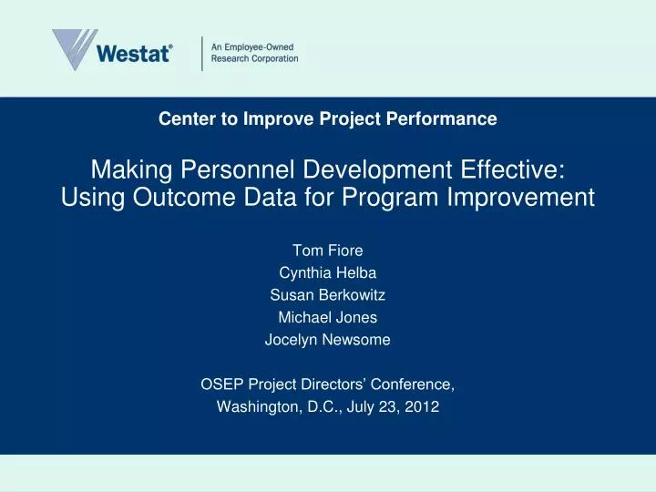 making personnel development effective using outcome data for program improvement