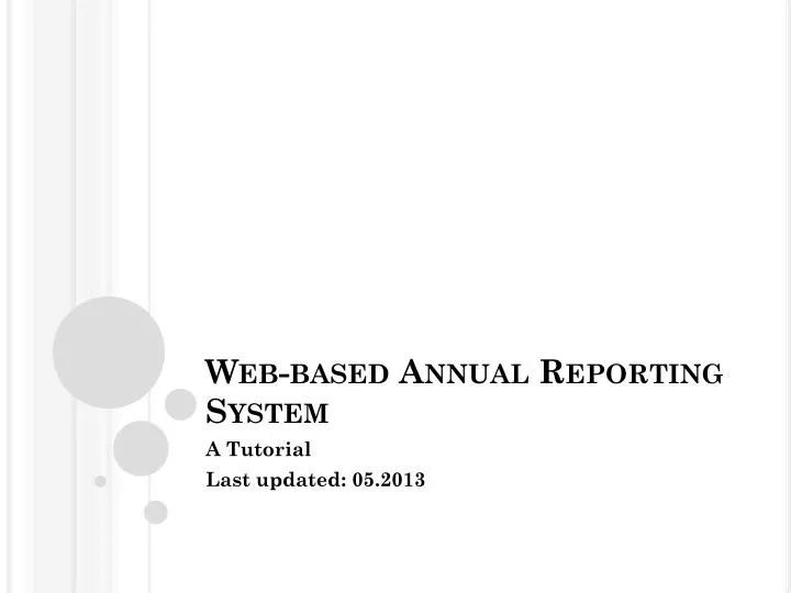 web based annual reporting system