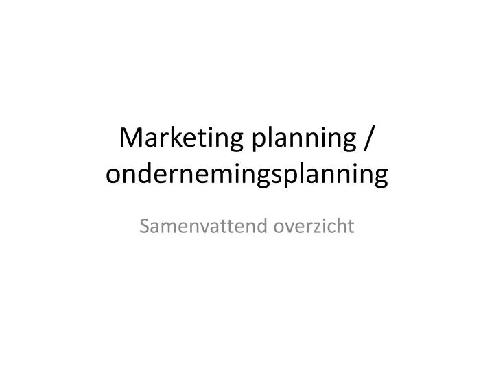 marketing planning ondernemingsplanning
