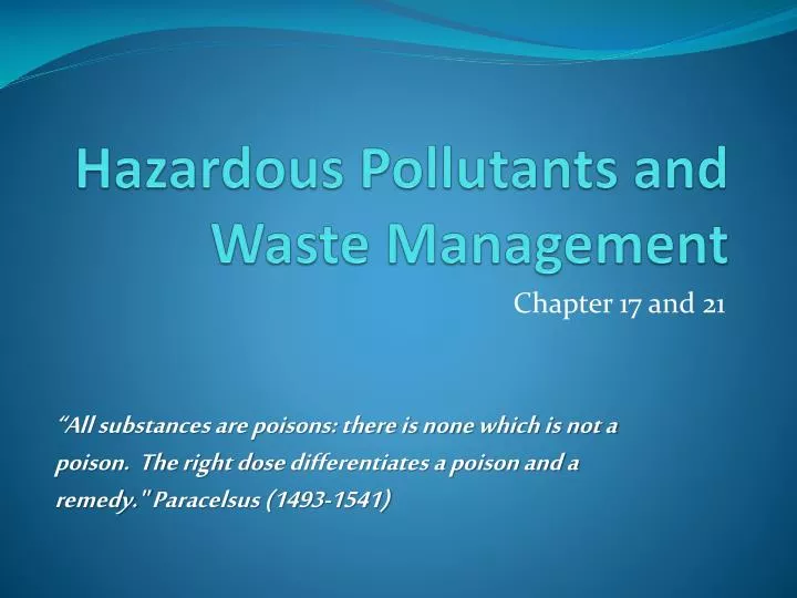 hazardous pollutants and waste management
