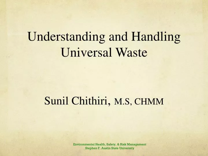 understanding and handling universal waste sunil chithiri m s chmm
