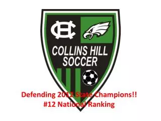 Defending 2012 State Champions!! #12 National Ranking