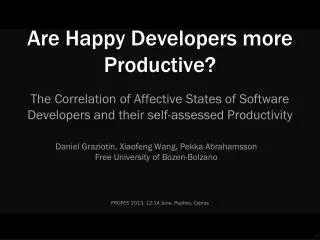 Are Happy Developers more Productive?