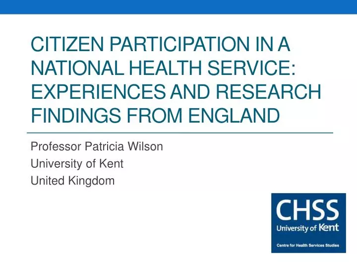 citizen participation in a national health service experiences and research findings from england