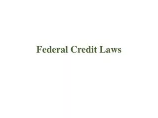 Federal Credit Laws
