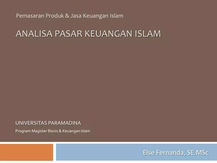 analisa pasar keuangan islam