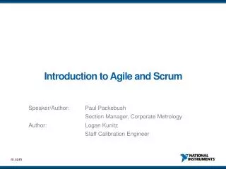 Introduction to Agile and Scrum