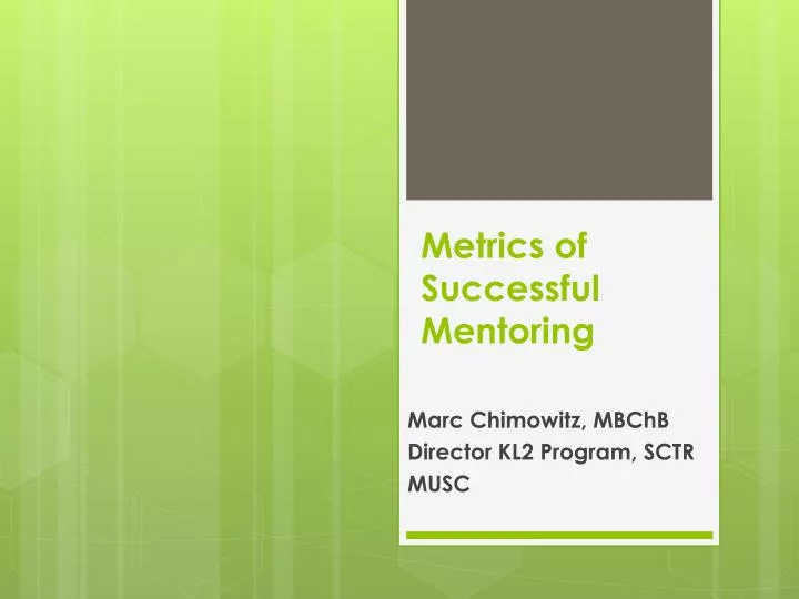 metrics of successful mentoring