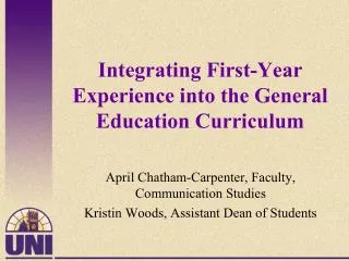 Integrating First-Year Experience into the General Education Curriculum
