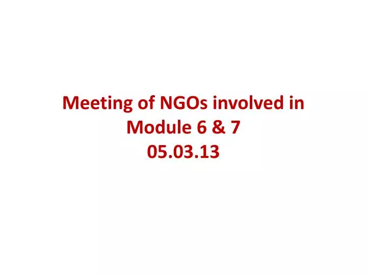 meeting of ngos involved in module 6 7 05 03 13