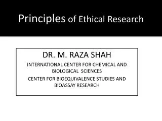 Principles of Ethical Research