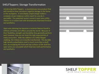 SHELFToppers: Storage Transformation