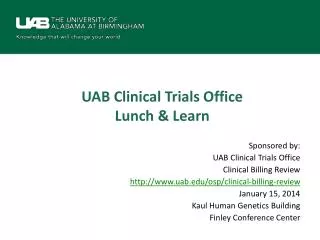 UAB Clinical Trials Office Lunch &amp; Learn