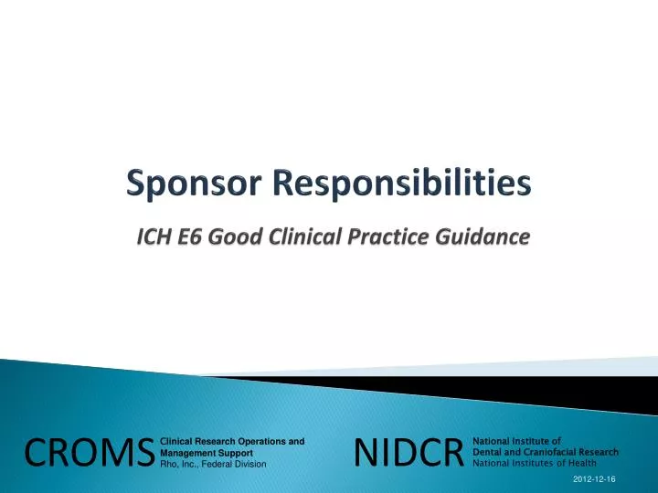 sponsor responsibilities ich e6 good clinical practice guidance