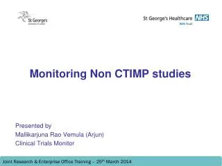 Monitoring Non CTIMP studies