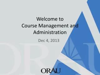 Welcome to Course Management and Administration