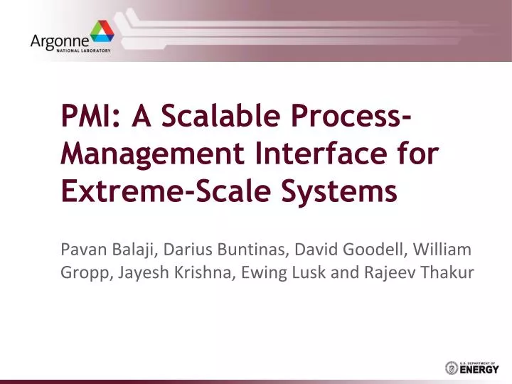 pmi a scalable process management interface for extreme scale systems