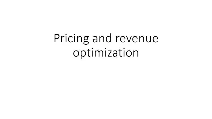 pricing and revenue optimization