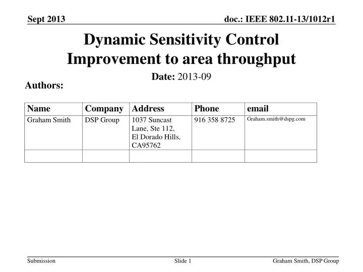 dynamic sensitivity control improvement to area throughput