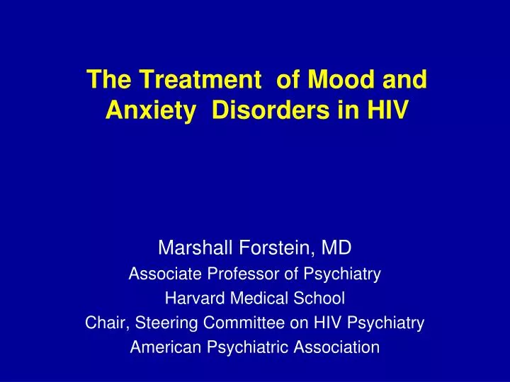 the treatment of mood and anxiety disorders in hiv