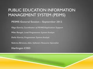 Public Education Information Management System (PEIMS)