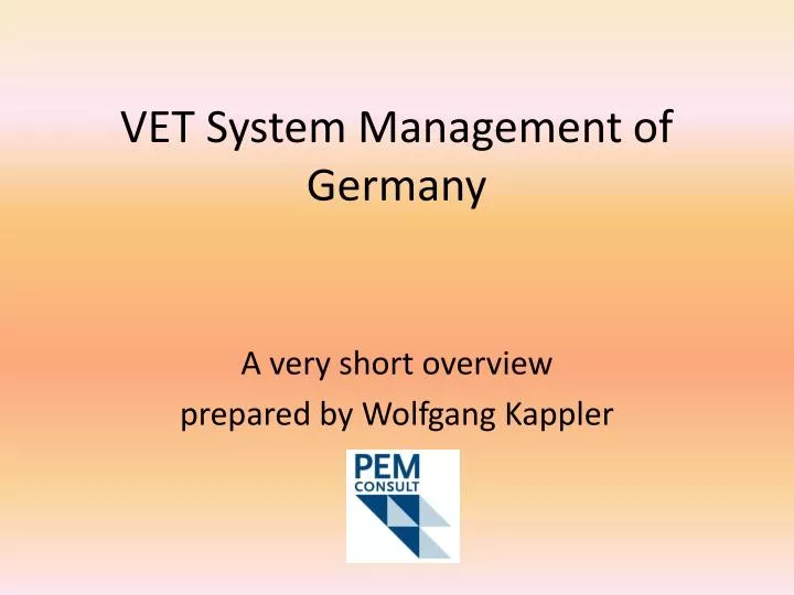 vet system management of germany