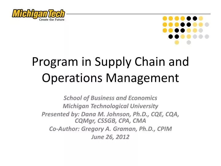 program in supply chain and operations management