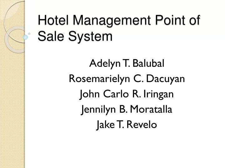 hotel management point of sale system