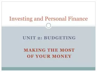 Investing and Personal Finance