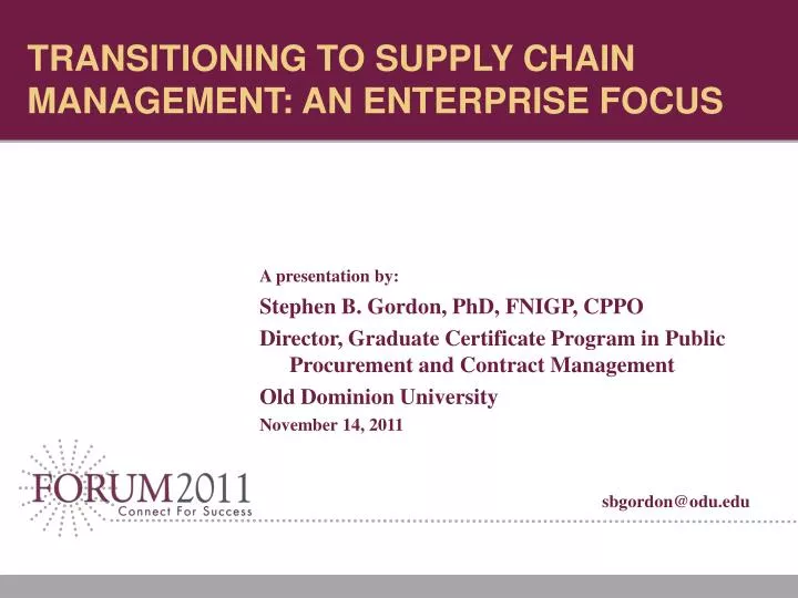 transitioning to supply chain management an enterprise focus