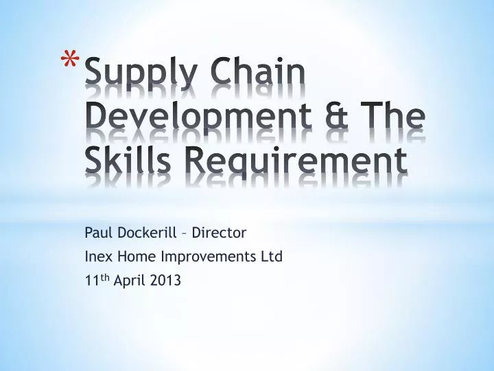 supply chain development the skills requirement
