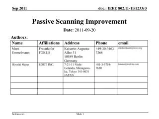 Passive Scanning Improvement