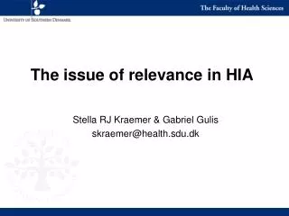 The issue of relevance in HIA