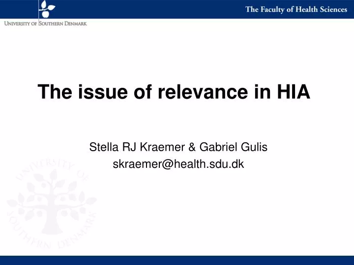 the issue of relevance in hia