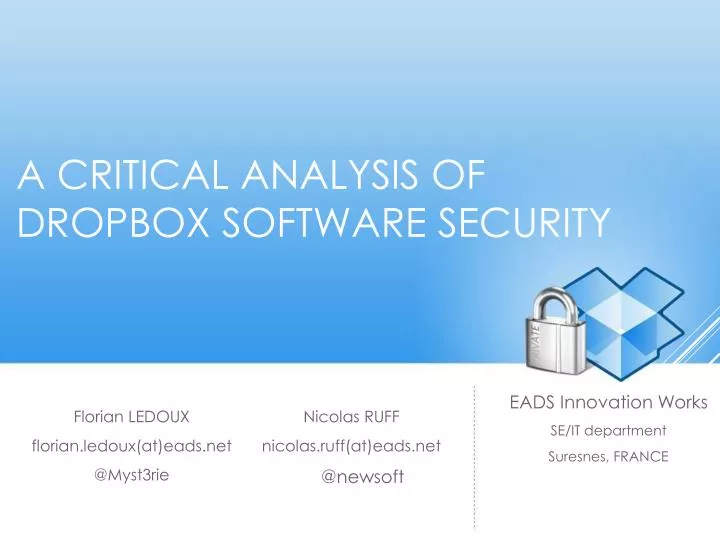 a critical analysis of dropbox software security