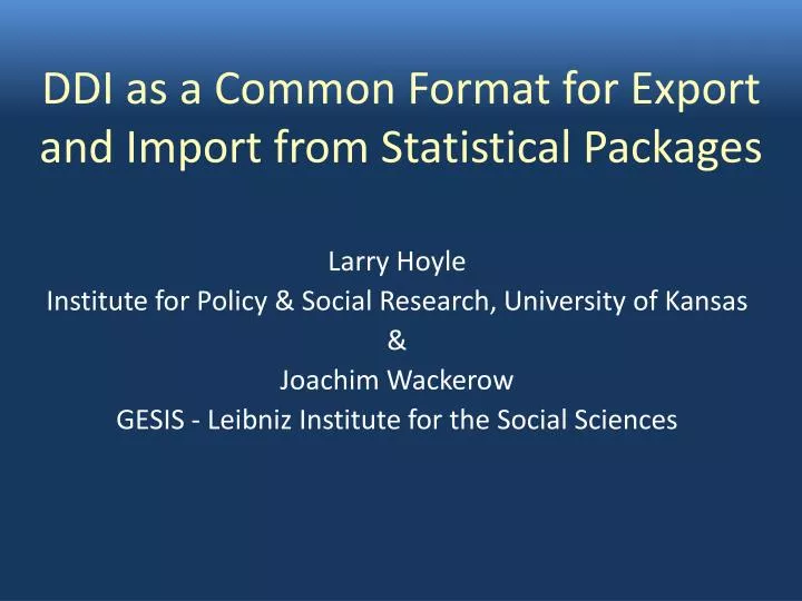 ddi as a common format for export and import from statistical packages