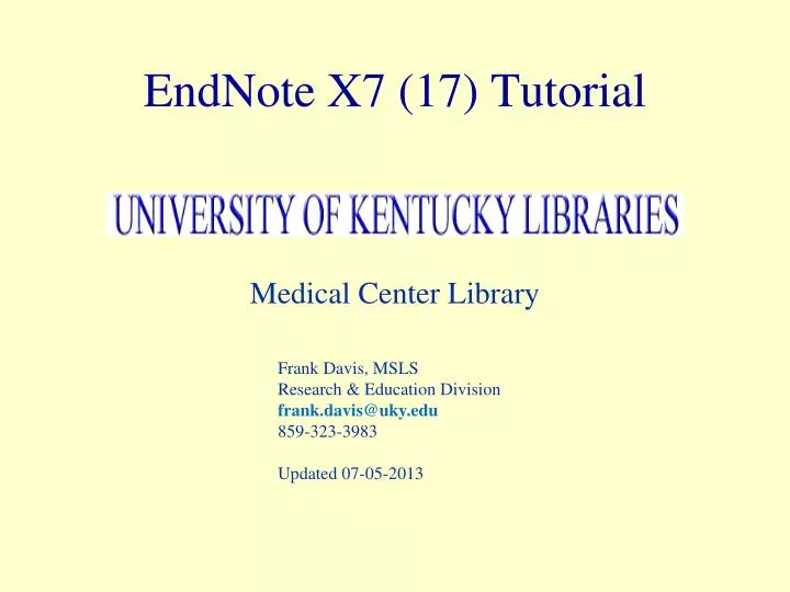 endnote x7 17 tutorial