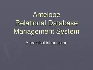 Antelope Relational Database Management System