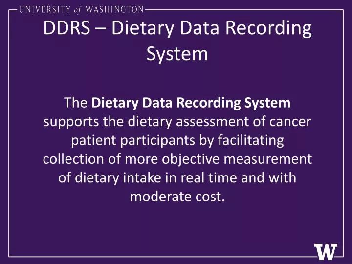 ddrs dietary data recording system