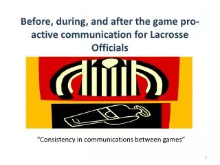 Before, during, and after the game pro-active communication for Lacrosse Officials