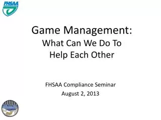Game Management: What Can We Do To Help Each Other