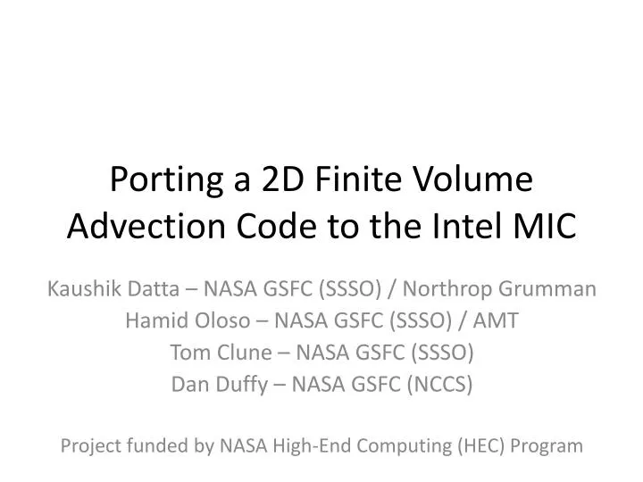 porting a 2d finite volume advection code to the intel mic