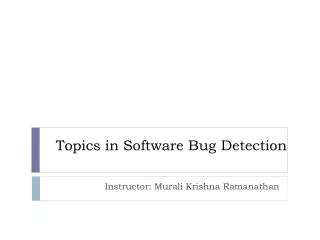Topics in Software Bug Detection