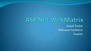ASP.Net WebMatrix