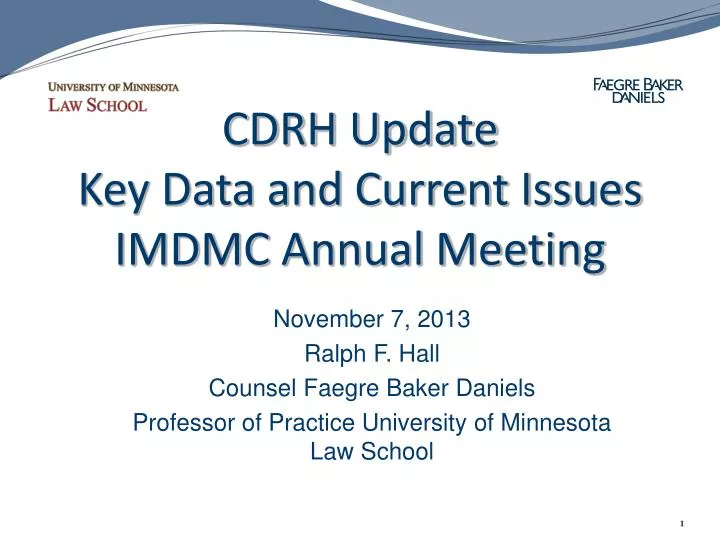 cdrh update key data and current issues imdmc annual meeting
