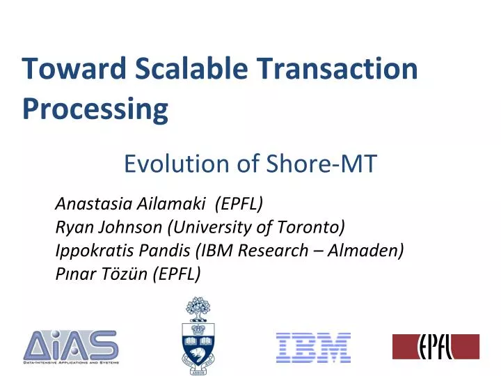toward scalable transaction processing
