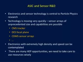 ASIC and Sensor R&amp;D