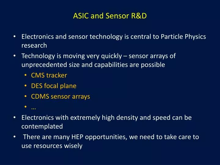 asic and sensor r d